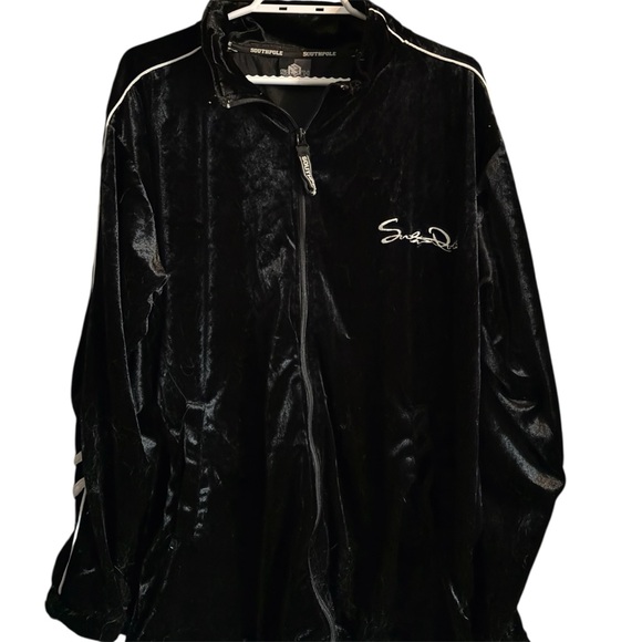 Southpole Other - Y2K Southpole Black Velour Zip-Up Jacket with White Piping
